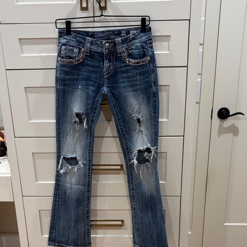 Miss Me Blue Distressed Boot Cut Jeans